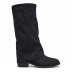 Kelly Womens Suede Knee High Boots Block Heel