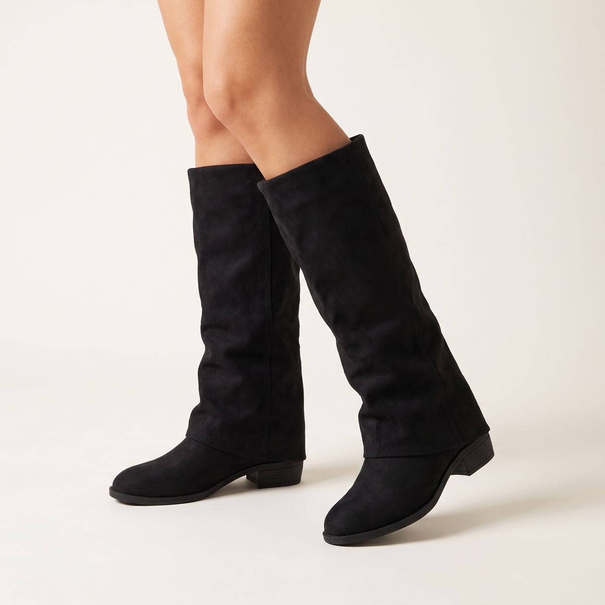 Kelly Womens Suede Knee High Boots Block Heel