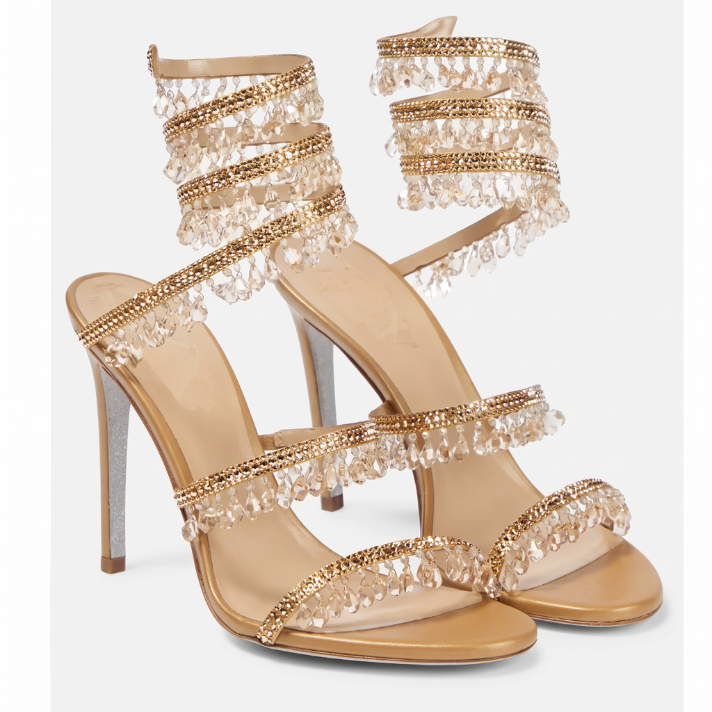 Linda Womens Crystal Wrap Heels