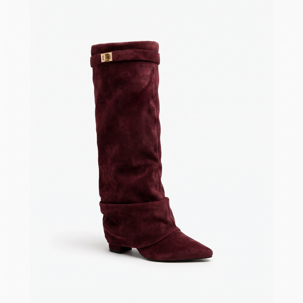 Andrea Womens Buckle Knee High Boots