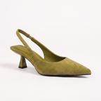 Cora Womens Green Slingback Pointed Toe Heels