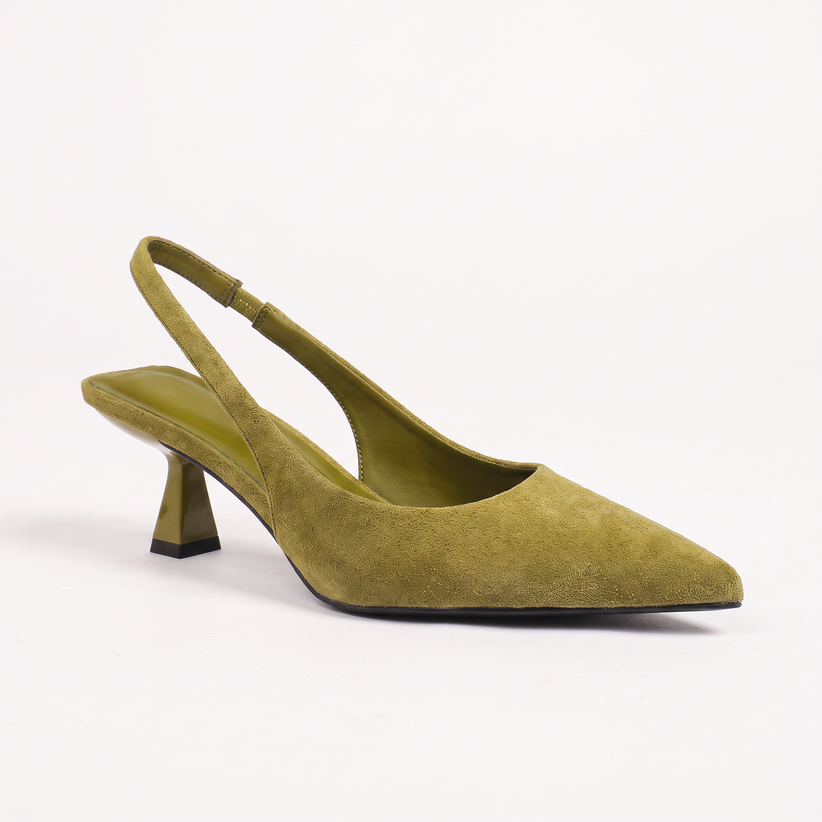 Cora Womens Green Slingback Pointed Toe Heels