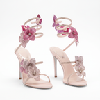 Autumn Womens Floral Rhinestone Stiletto Heels