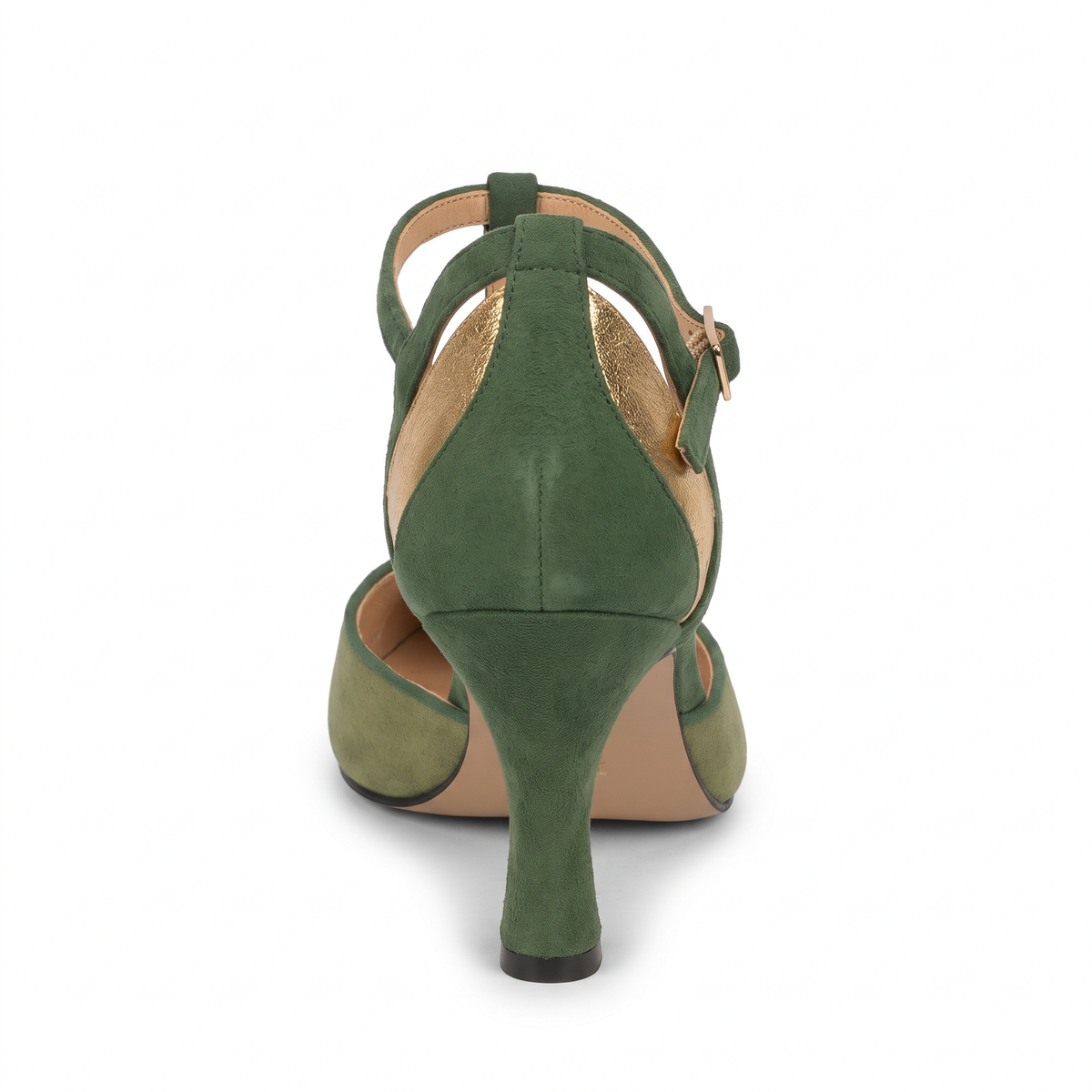 Juliet Womens Green T Strap Heels Closed Toe