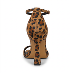 Lily Womens Leopard Print Ankle Strap Heels