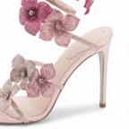 Autumn Womens Floral Rhinestone Stiletto Heels
