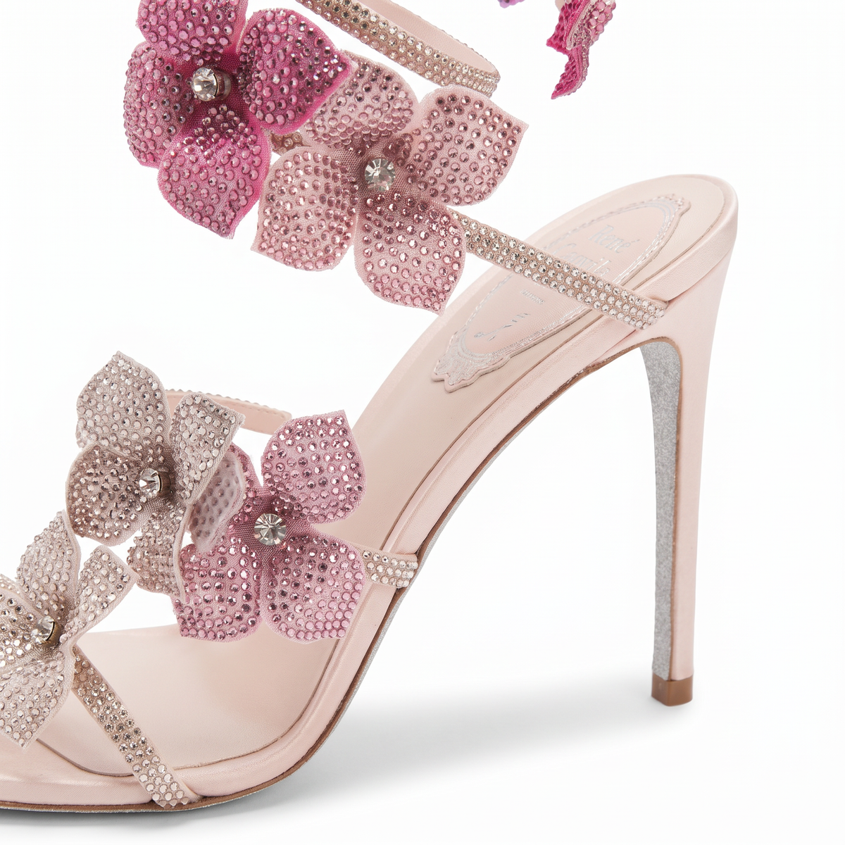 Autumn Womens Floral Rhinestone Stiletto Heels