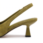 Cora Womens Green Slingback Pointed Toe Heels