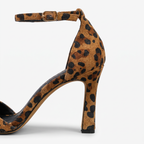 Lily Womens Leopard Print Ankle Strap Heels