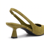 Cora Womens Green Slingback Pointed Toe Heels