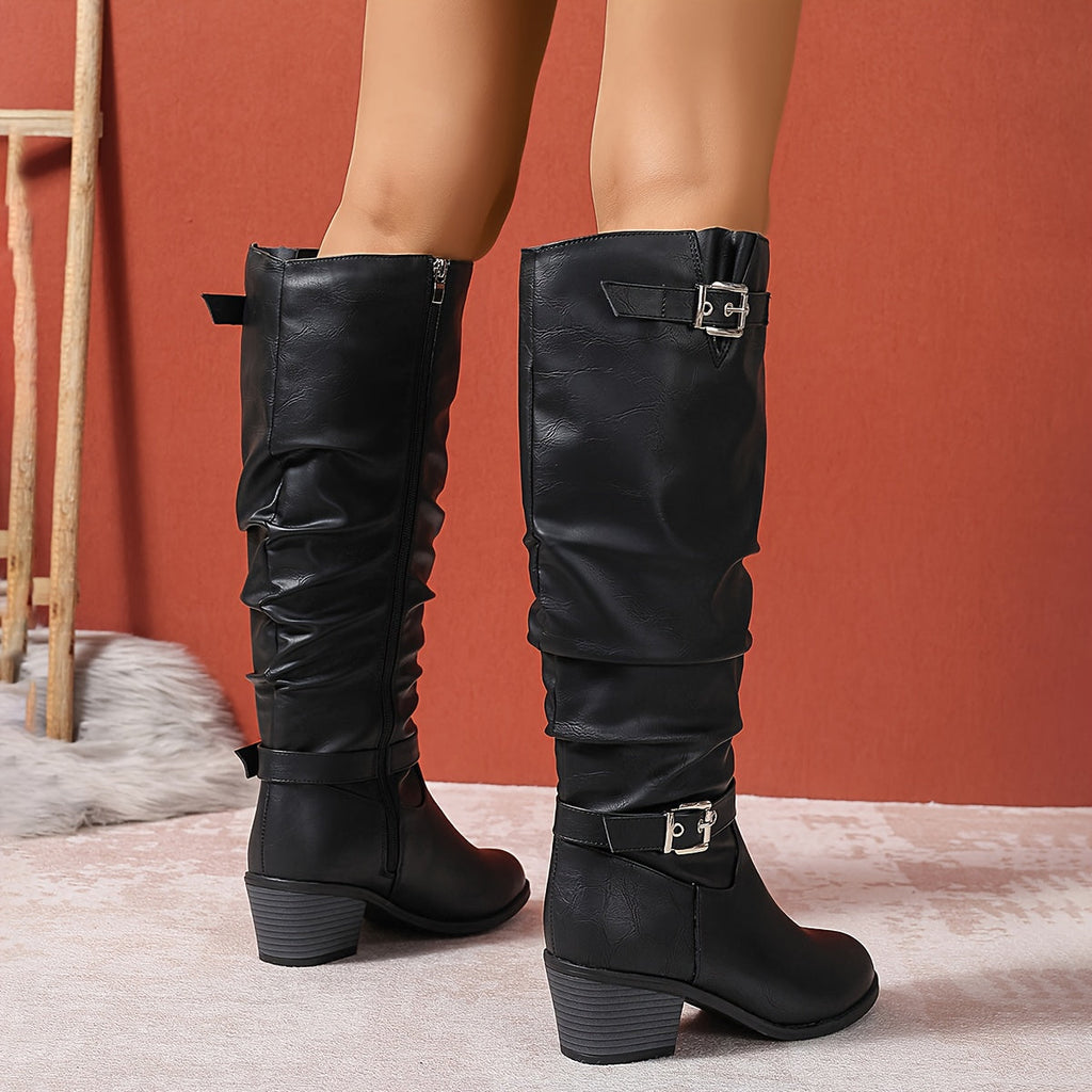 Brynn Womens Slouch Buckle Tall Boots