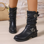 Lorraine Womens Slouchy Buckle Boots