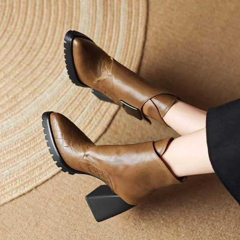 Abigail Womens Ankle Block Heel With Strap Detail