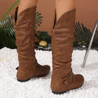 Eileen Womens Slouchy Buckle Riding Boots