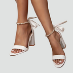 Abigail Womens Block Heel Sandals Pearl Strap Shoes