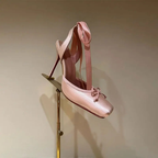 Maria Womens Platform Court Shoes Ankle Strap Silk Pointed Toe Wedding
