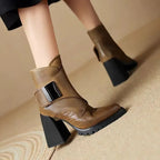 Abigail Womens Ankle Block Heel With Strap Detail