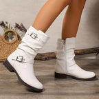 Lorraine Womens Slouchy Buckle Boots