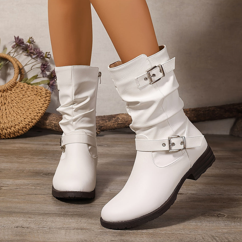 Lorraine Womens Slouchy Buckle Boots