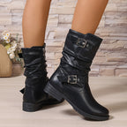 Lorraine Womens Slouchy Buckle Boots