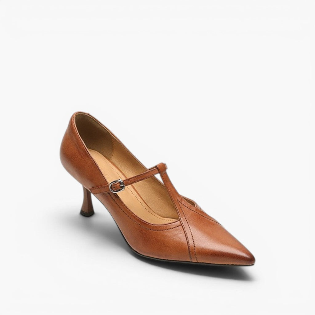 Aveline | Women's Leather T-strap Pumps