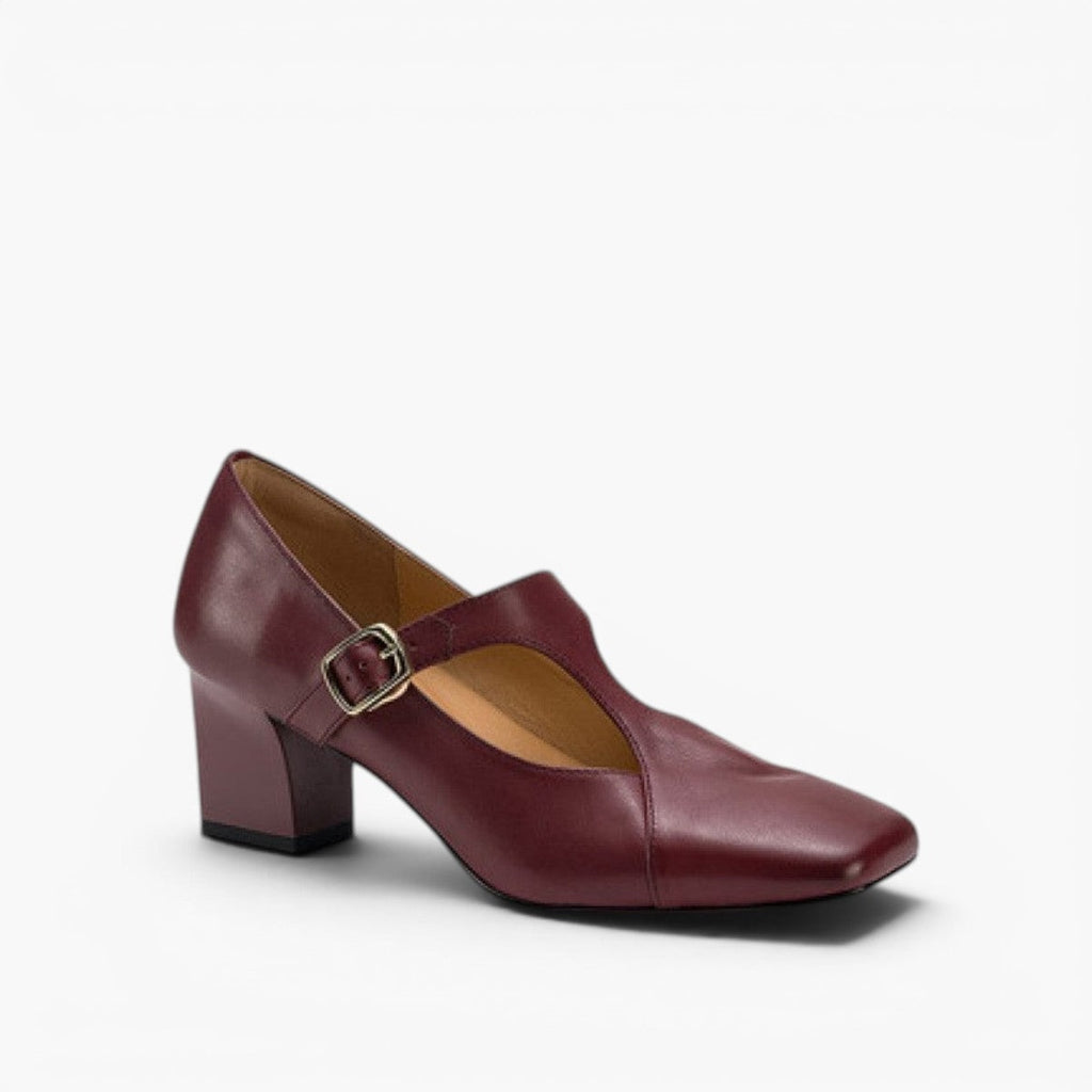 Caelia | Women's Square-Toe Leather Mary-Jane Heels