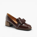 Velmora | Women's Bow Leather Loafer Pumps