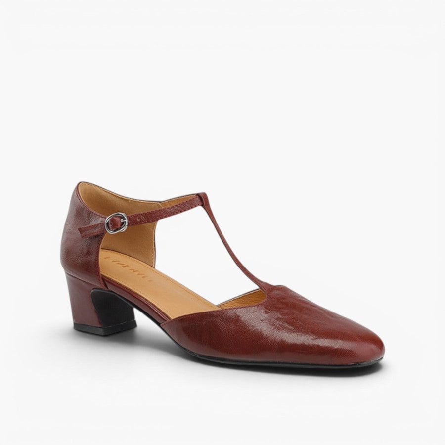 Elowen | Women's Leather T-Strap Heels
