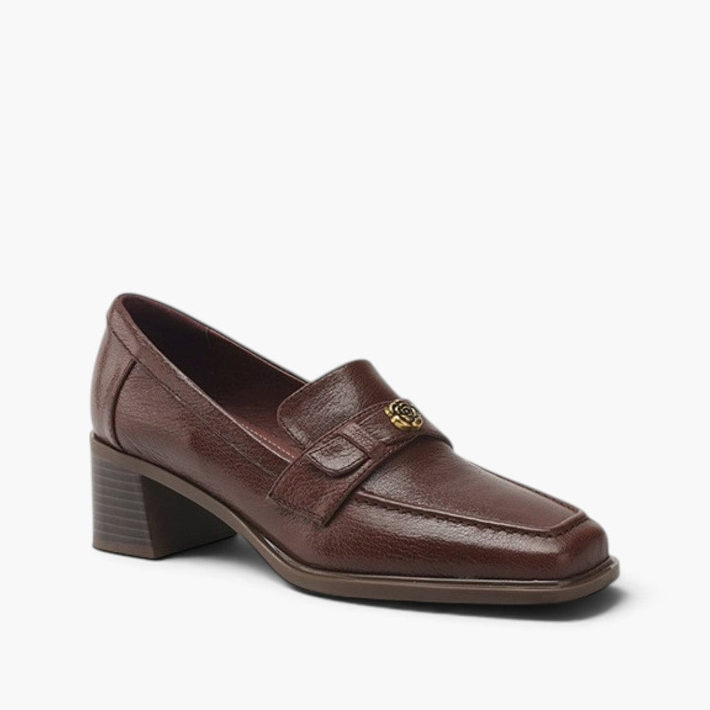 Nelle | Women's Square-Toe Leather Loafer Pumps