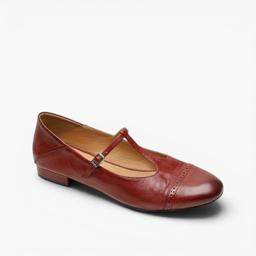 Esmira | Women's T-Strap Leather Mary Janes