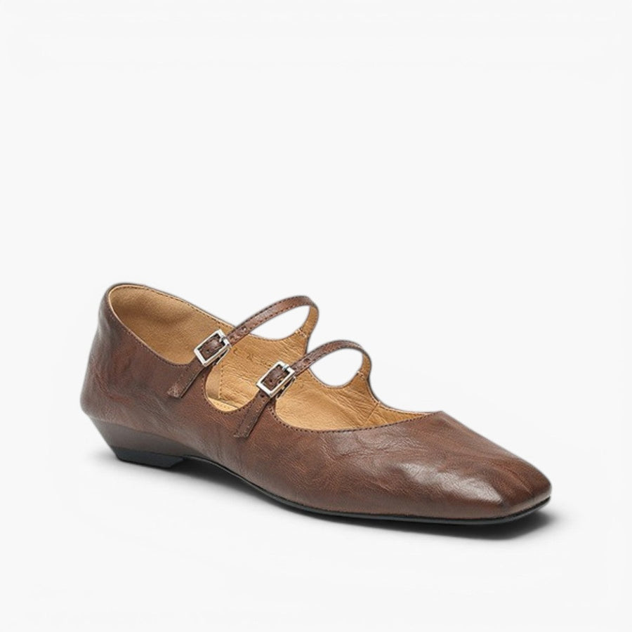 Aurelle | Women's Dual Strap Leather Mary-Janes