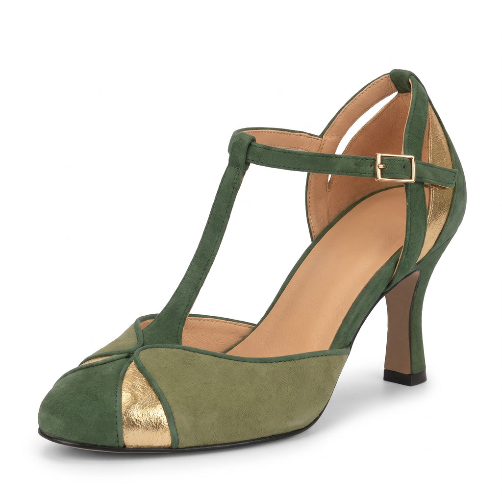 Juliet | Women's T Strap Faux Leather Heels