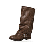 Hattie | Women's Knee High Slouch Boots Buckle