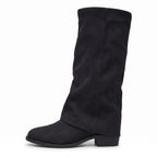 Kelly | Women's Fold-Over Suede Knee-High Boots
