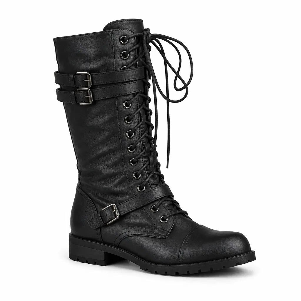 Millie | Women's Lace-Up Buckled Knee-High Boots