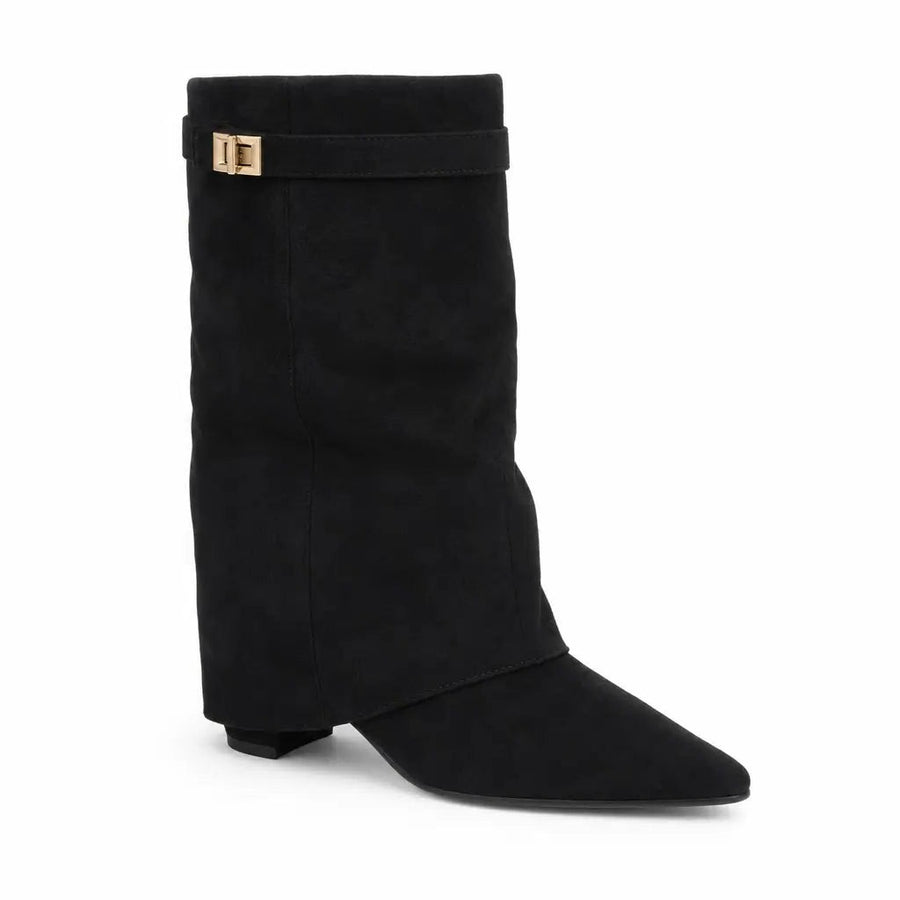 Julie | Women's Pointed-Toe Suede-Look Knee-High Boots