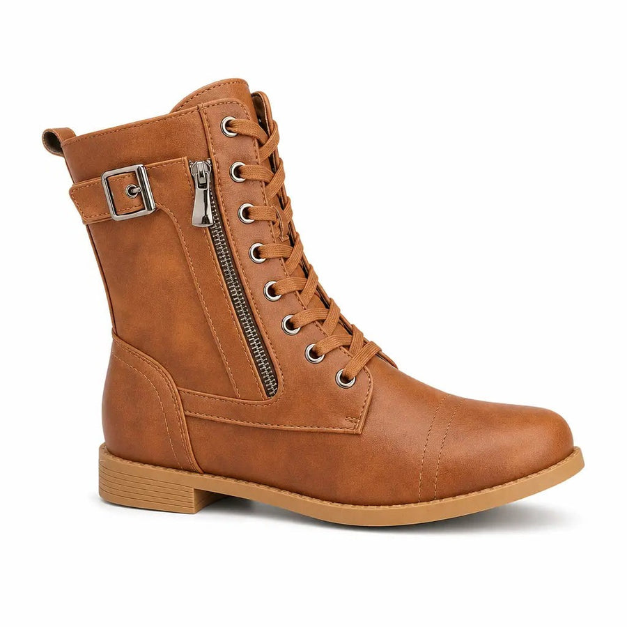 Michelle | Women's Mid-Calf Lace-Up Leather Boots