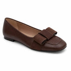 Camille | Women's Bow Square-Toe Leather Flats