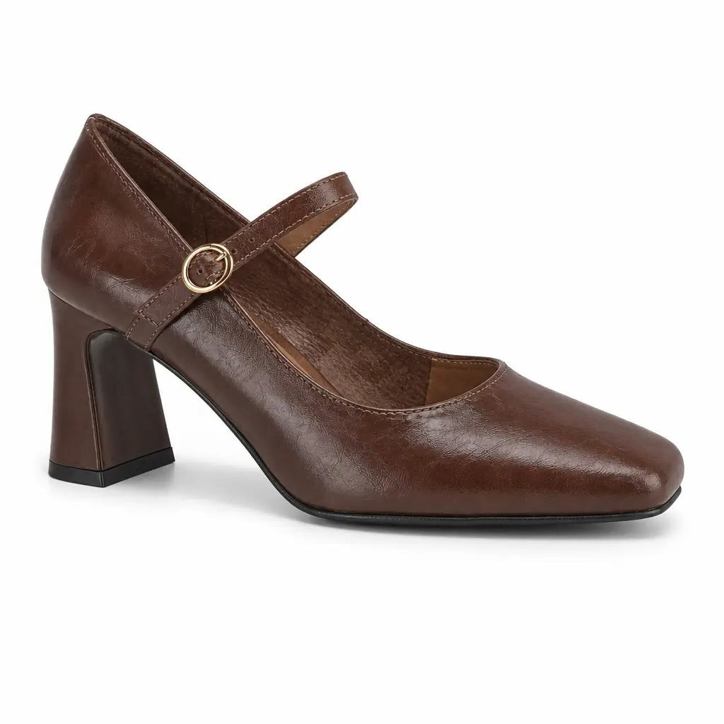 Monroe | Women's Square-Toe Leather Block Heels