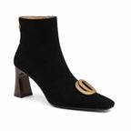 Isabelle | Women's Square-Toe Velvet Ankle Boots