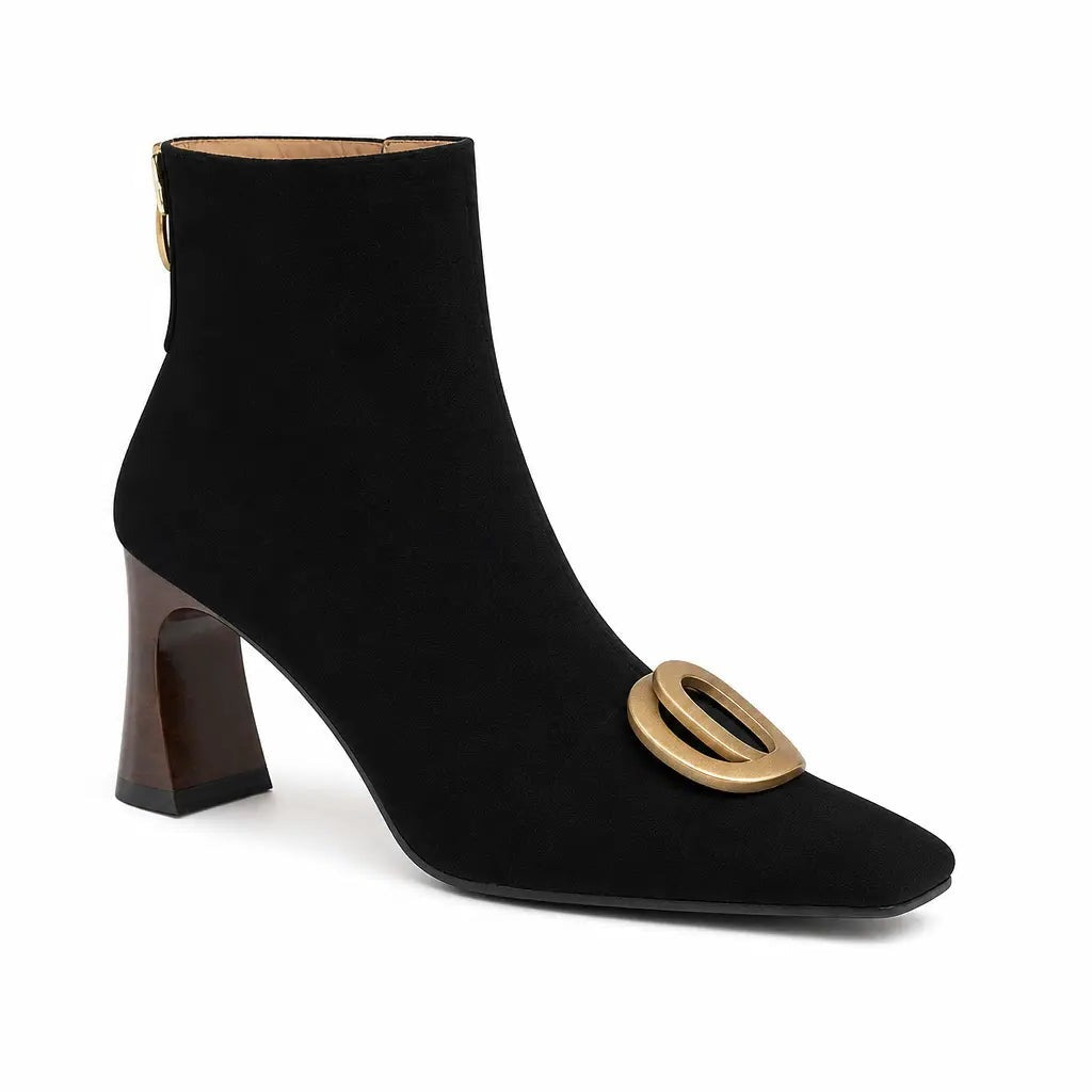 Isabelle | Women's Square-Toe Velvet Ankle Boots