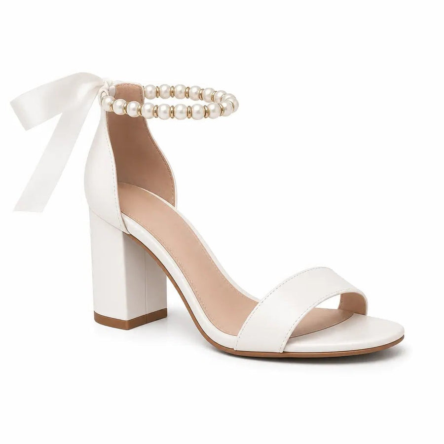 Abigail | Women's Pearl Strap Block Heel Sandals
