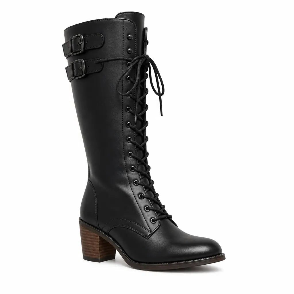 Grace | Women's Tall Lace-Up Boots Square Heel