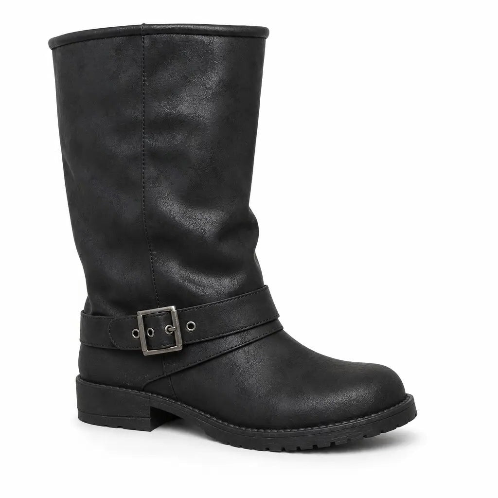 Colleen | Women's Slouch Buckle Knee-High Boots