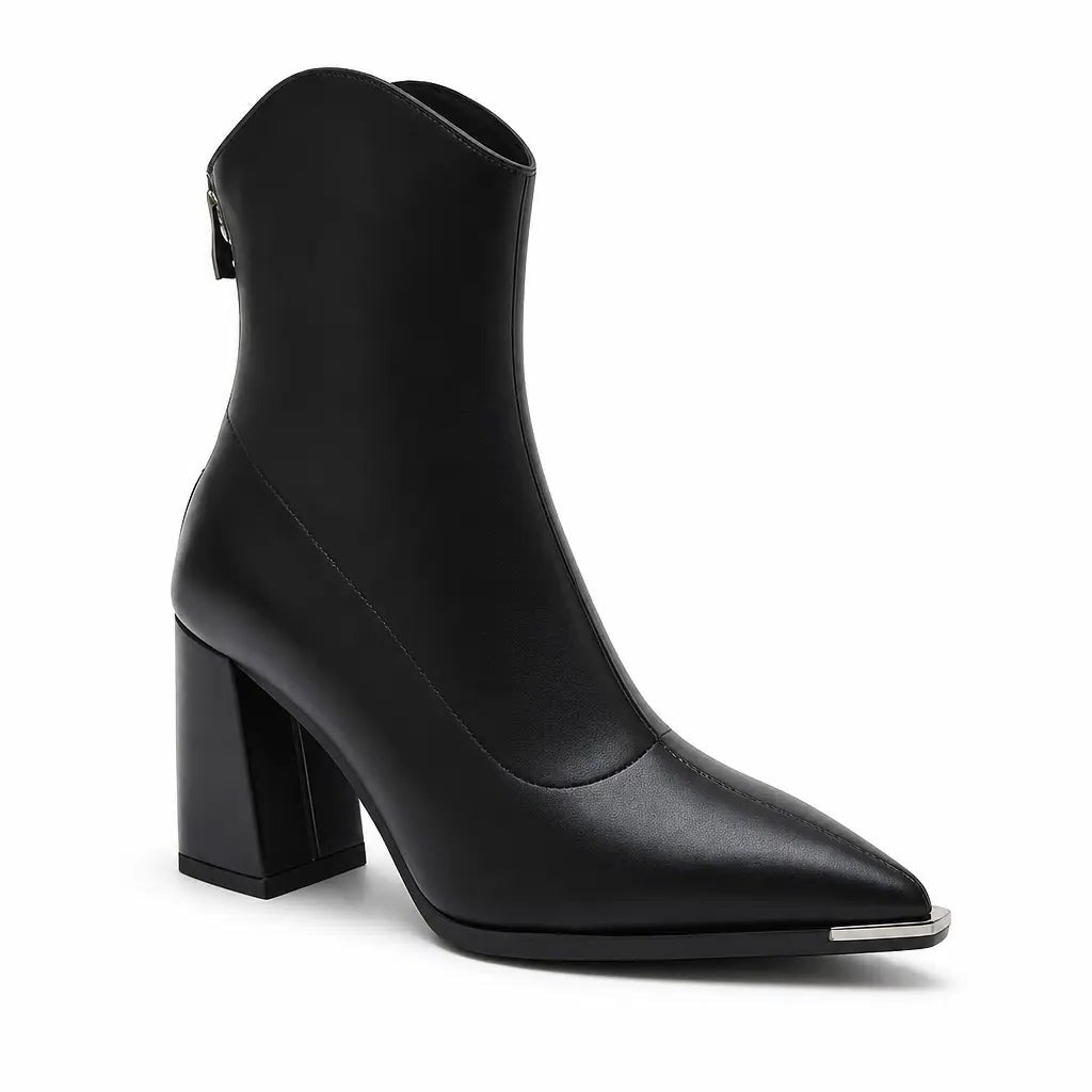Catherine | Women's Ankle Boots Pointed Toe Metal Tip