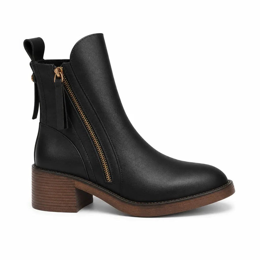 Ellen | Women's Round-Toe Block Heel Ankle Boots