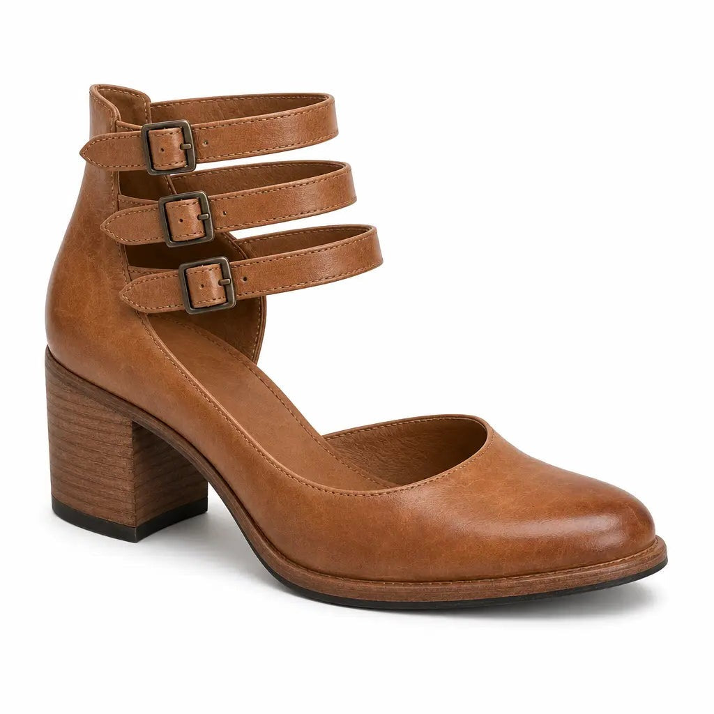 Bridget | Women's Double-Buckle Ankle Strap Heels