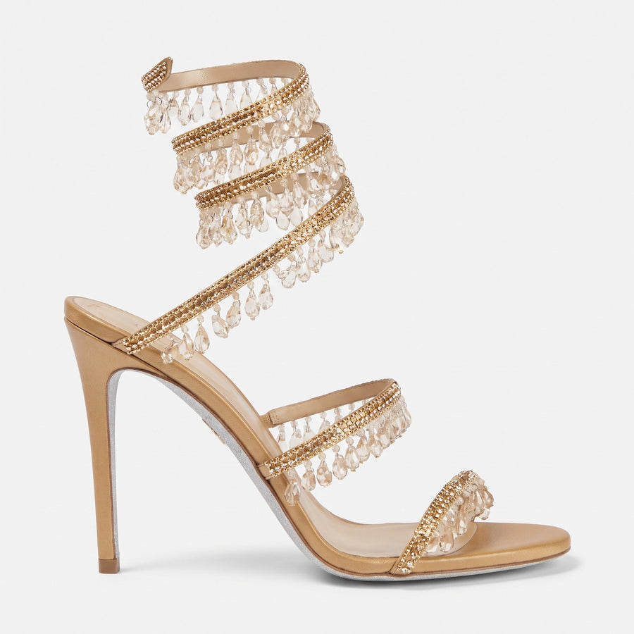 Linda | Women's Crystal Wrap Faux Leather Heels