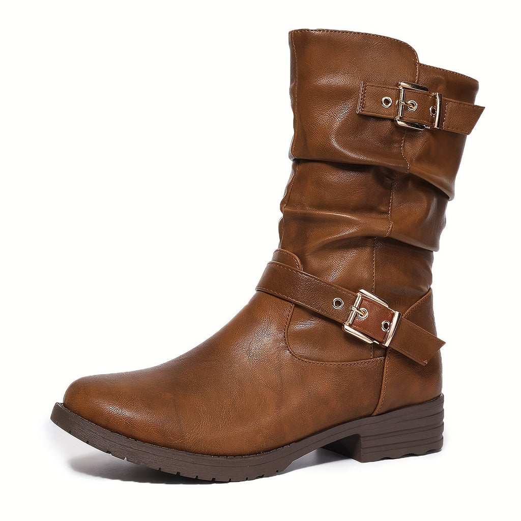 Lorraine Womens Slouchy Buckle Boots