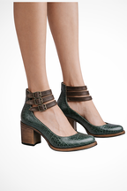Bridget Womens Strappy Ankle Strap Block Heel Closed Toe Buckle Shoes